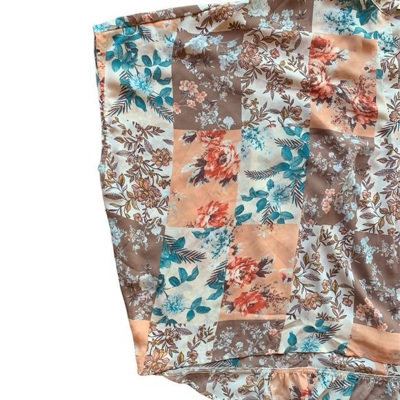 New Andree patchwork print womens blouse size large flowy loose relaxed fall - Picture 7 of 11